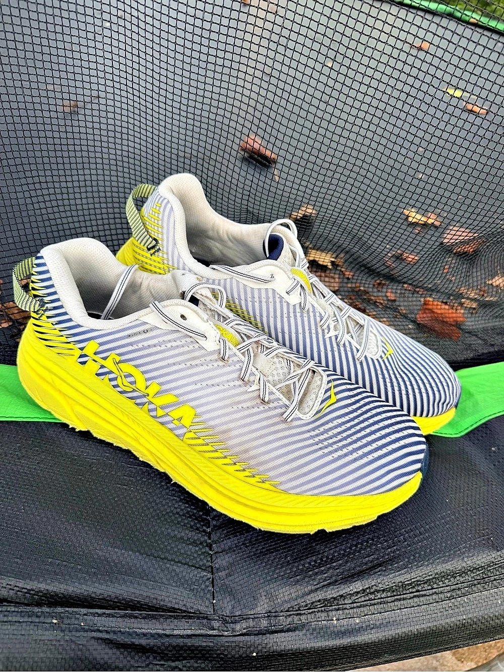 HOKA Striped Athletic Shoes Yellow & White US 14
